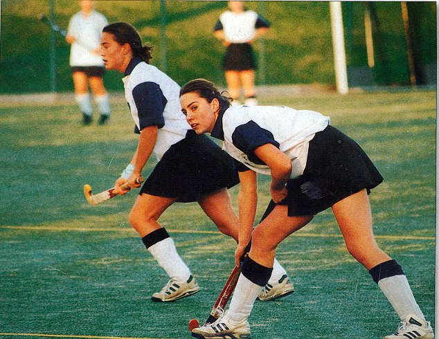 Kate and Pippa Middleton playing field hockey